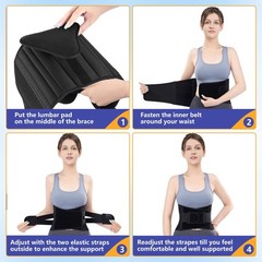Cerviva Back Brace Support Belt-Lumbar for Large（35.4“-41.3）, Black