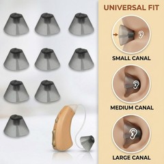 YAFIYGI 10 Counts Hearing Aid Ear Tips Replacement Fit Standard Dark Gray