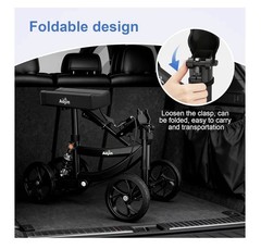 Aojin Knee Scooter, 300lbs Capacity, 13″ Big PU Seat, All Terrain Foldable Knee
