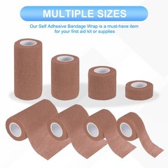 1″/2″/3″/4″ 4 Pcs 5 Yard Self Adhesive Bandage Wrap Self Tape Brown