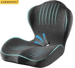 Memory Foam Seat Cushion with Back Support, Orthopedic Tailbone Pain Relief Cush