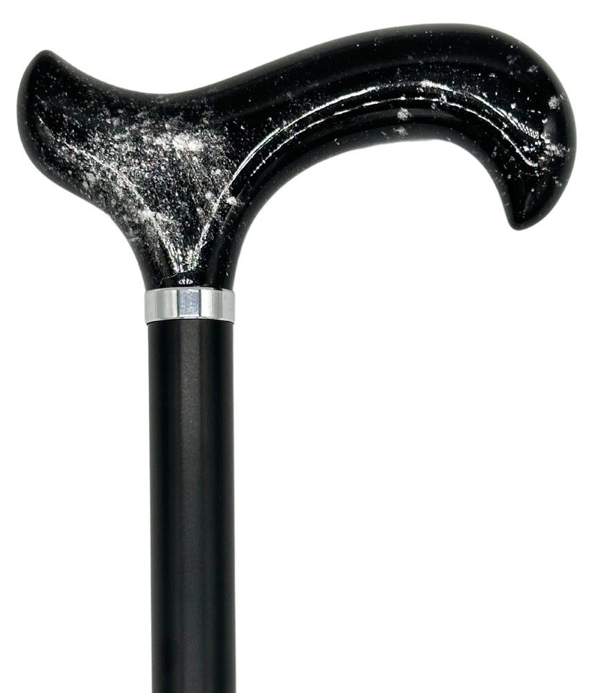 Tall Adjustable Classy Cane in Black-Silver 31″ to 38″