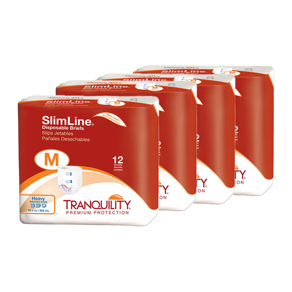 Tranquility Slimline Adult Brief Medium 32“ – 44“ Heavy Absorbency – 48 Pack