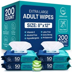 Body Wipes for Adults Bathing No Rinse – Adult Wipes for Elderly 8″ X 12″ (200 C