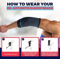 Dr. Arthritis 2 PC MEDIUM Compression Sleeve & Elbow Pads Elbow Brace Adjustable