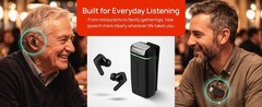 Studebaker AI Hearing System TV Base 2 Earbuds 2 Clip Mics Rechargeable