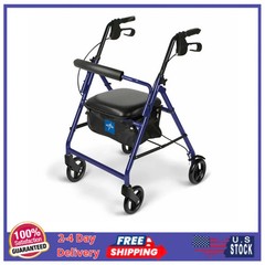 Medline Lightweight Aluminum Rollator Folding Walker 6 Inch Wheels Blue 250lb…