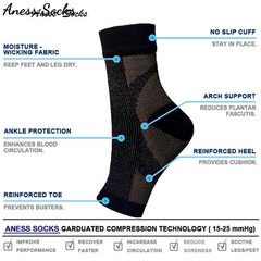 1Pair Ankle Brace Compression Sleeve Support Socks Foot Fasciitis Pain Relief