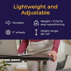 Drive Medical Overbed Table with Wheels – Silver Vein