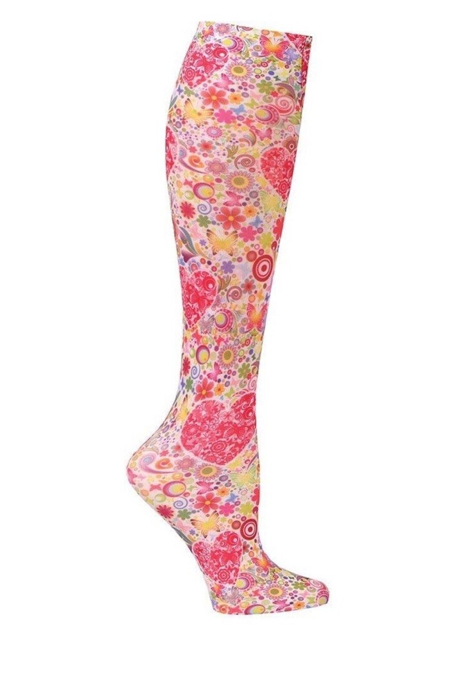 Celeste Stein Therapeutic Compressions Knee Length Women’s Socks -Floral Hearts