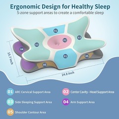 Cervical Neck Pillow for Pain Relief – Ergonomic Cooling Memory Foam