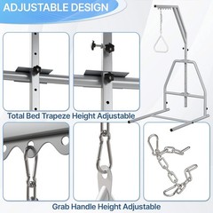 Trapeze Bar for Bed Mobility with Adjustable Assist Pole – 65–74″, 300 lb Cap…
