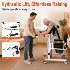 6-in-1 Hydraulic Patient Lift Chair, 180° Split Seat, 440lbs, Portable for Home,