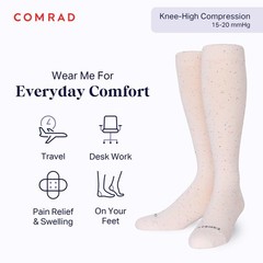 Recycled Cotton Knee High Socks – 15-20mmHg Large, Muted Rose