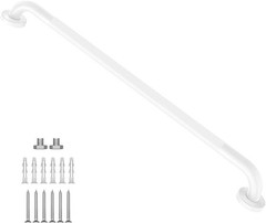 36 Inch White Shower Grab Bar Stainless Steel Anti-Slip Knurled Grip
