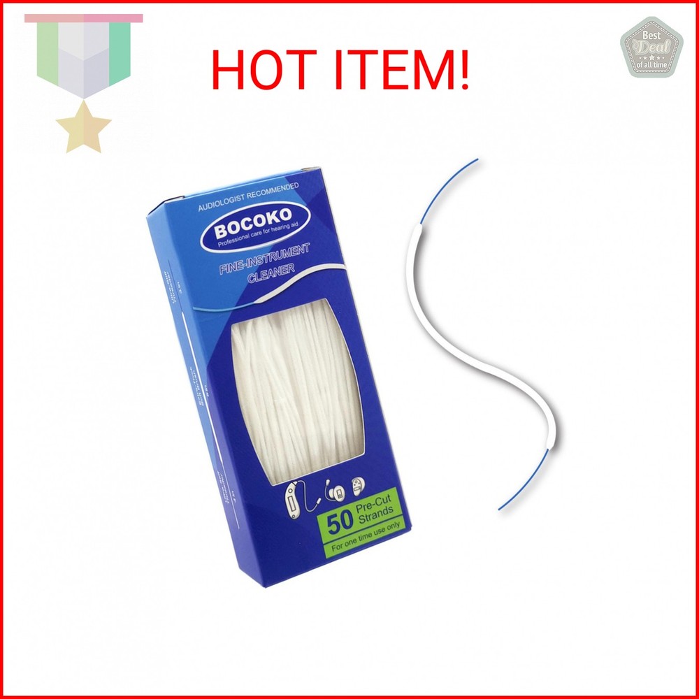 BOCOKO 50 Count Hearing Aid Cleaner Ready-to-Use Stands Effective Thread-Fine In