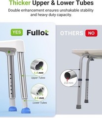 Triangular Shower Chair for Elderly, 400 lbs Adjustable Non-Slip Bath Stool Seat