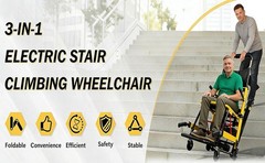 Foldable 3-in-1 Electric Stair Climbing Power Wheelchair w/ Safety Belt