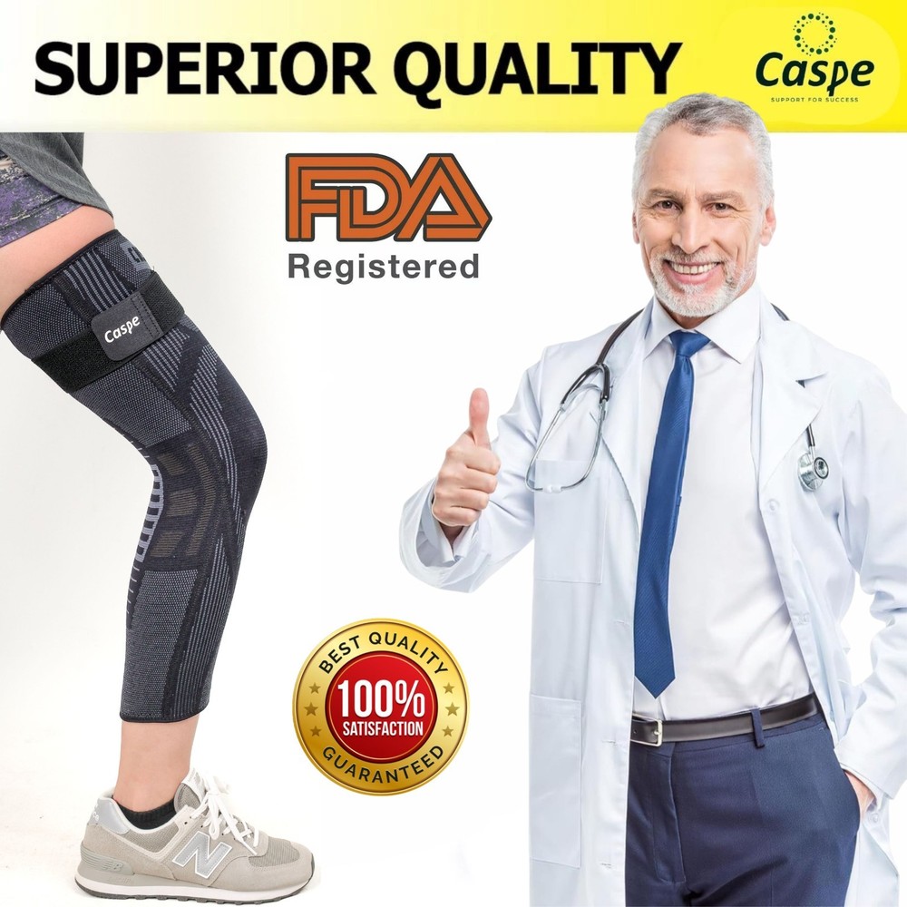 Full Leg Compression Sleeve Knee Support Brace Meniscus Tear Arthritis Pain Gym