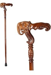 Fashionable Hand Carved Wooden Walking Cane Stick w/ Ergonomic Handle – 37 inch