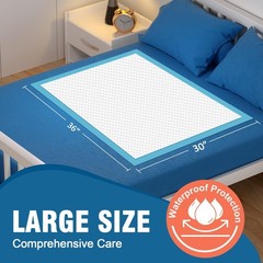 50 Count Disposable Bed Pads 30“X36“ MILDPLUS 30″×36″ (50 Count), Blue