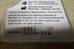 Duracell Activair Hearing Aid Batteries 40 Batteries 12-24
