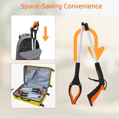Foldable Reacher Grabber Tool Rotating Jaw & Magnet Trash Picker Heavy Duty