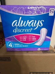 Lot of 4 Always Discreet Moderate Long Absorbency 4 Drop Base Pads 66ct Packs