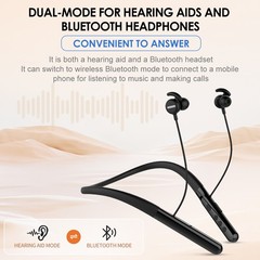 Type-C Rechargeable Neckband Hearing Aids for Seniors 2 in 1 Bluetooth Amplifier