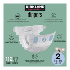 Kirkland Signature Diaper Size 2, 112-count 12-18 lb/5-8 kg – 1805969 – Open Box