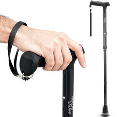 HEALTHBAZAAR All Terrain Walking Cane for Men & Standard, Original Black