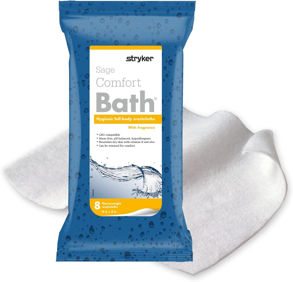 Stryker – Comfort Bath Cleansing Washcloths – 6 Packages, 48 Cloths – Fresh Sce