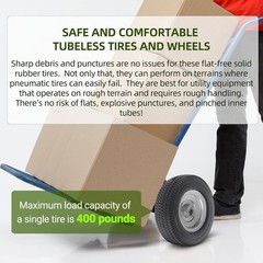 2-Pack 8-Inch Solid Wheel Replacement – Flat Free Tire with Alloy Steel Rim