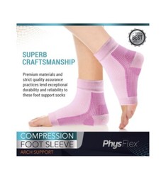 NWT-PhysFlex Unisex Size L Pink Compression Foot Sleeve Arch Support