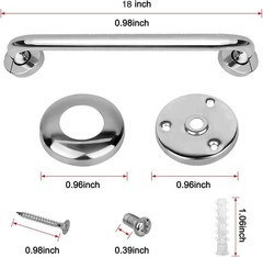 Multi-Purpose Stainless Steel Grab Bars, 18 Inch Bathroom Shower Handles, 2 Pack