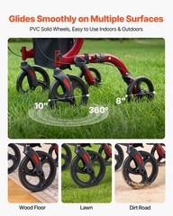 VEVOR Rollator Walker for Seniors Foldable Rolling Walker with PVC Solid Wheels