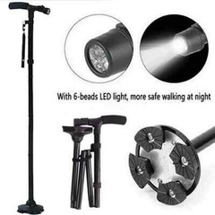 Folding Walking Cane for Seniors Men & Women with Non-Slip T Handle and Strap