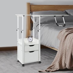 Overbed Table w/ Wheels, Movable Bedside Table, Height Adjustable Over Bed Desk