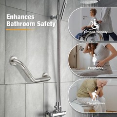 2 PCS 16 Inch Angled Shower Grab Bar 11/4 Inch Knurled Stainless Steel