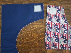 Red, White & Blue Adult Bib, Handmade , 35 1/2” by 21 ½”, reversible