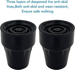 Cane Tips – Skid-resistant Rubber – Metal Reinforced – 3/4 Inch (Pack of 2