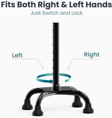 Quad Cane Adjustable Walking Cane for Seniors Support Stability with Large Base