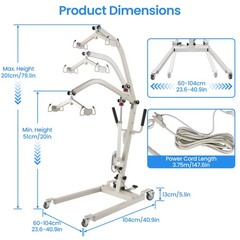 Electric Patient Lift Transfer Chair Folding Patient Lift 510LB with U-Sling