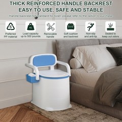 Portable Bedside Commode Toilet Elderly Disabled Commode Chair w/ Armrests 400kg