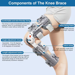 Aulexmed 1pc Adjustable Hinged ROM Knee Brace, Knee Support Stabilizer with Lock