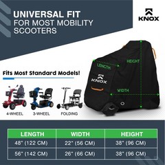 KNOX Adult Mobility Scooter Cover, 600D Waterproof & Dustproof, 48″ x 22″ x 38″