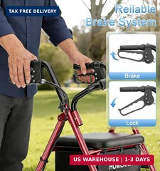 HOMLAND Walkers for Seniors with Seat, 16 Pounds Lightweight Rollator Walker wit