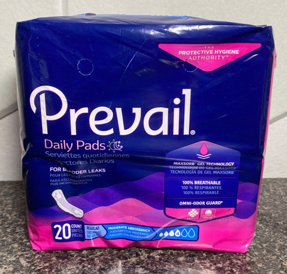 Women’s Prevail Daily Pads for Bladder Leaks 20 count SEALED NEW