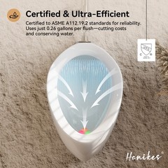 Hanikes UR-480 0.125 GPF High-Efficiency Round Top Spud Urinal, White