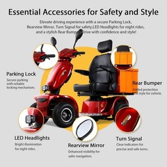 1000W 4-Wheel Heavy Duty Seniors Mobility Scooter 48V 20Ah 15 mph 33 Miles 500lb